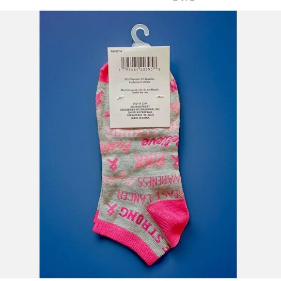 Breast Cancer Awareness Crew Socks Pink Ribbon Ankle Low Rise FREE GIFT WRAPPING - Picture 2 of 2